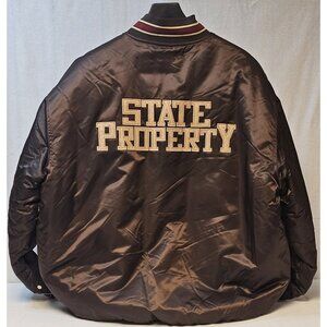 Y2K State St8 Property Brown Bomber Jacket XXL Beanie Sigel Freeway Roc A Fella